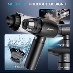 SnelShoppen - Handheld Stofzuiger Draadloos 25000 Pa 4-in-1 Mini Stofzuiger met LED Licht, Krachtige Accu, Ideaal voor Auto, Keuken, PC en Sofa — thumbnail 4
