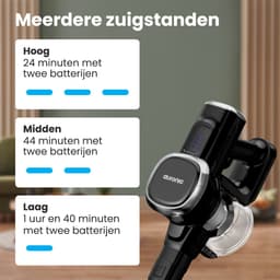 Auronic Steelstofzuiger Draadloos 220W - Draadloze Stofzuiger - HEPA Filter - Zelfstaand - Extra Accu - Op Accu - Zonder Zak - Kruimeldief - Vacuum Cleaner - Zwart — thumbnail 5