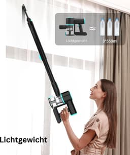 DailySupplies® Steelstofzuiger Draadloos - Stofzuiger zonder zak op accu - Inclusief Opzetstukken - Zwart met Turquoise — thumbnail 4