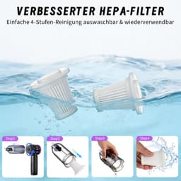 Glitzerlife - Handstofzuiger, Accu, Mini-Stofzuiger, Draadloos, 25000 Pa, Handstofzuiger, Sterk, 4-In-1 Autostofzuiger Met Borstelloze Motor, 3 Standen, DraagGlitzerlife -bare Stofzuiger Voor Auto - Zwart-Paars — thumbnail 2
