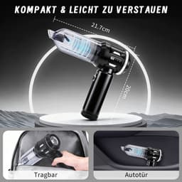 Glitzerlife - Handstofzuiger, Accu, Mini-Stofzuiger, Draadloos, 25000 Pa, Handstofzuiger, Sterk, 4-In-1 Autostofzuiger Met Borstelloze Motor, 3 Standen, DraagGlitzerlife -bare Stofzuiger Voor Auto - Zwart-Wit — thumbnail 4