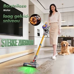Fukstern Steelstofzuiger Draadloos - 38KPa krachtige zuigkracht - Tot 60 Min Accuduur - 4-voudig HEPA-Filtersysteem - 1,6L Stofreservoir - Anti-Klit Vloerborstel draadloze steelstofzuiger - goudkleurig — thumbnail 2