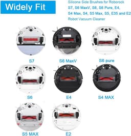 Vervangende siliconen zijborstels - Geschikt voor Roborock T7S / T7S PLUS / G20 / G10 / G10S / G10S PRO / G10S PURE / S7 / S7MAXV ULTRA / T8 / Q7+ / Q7 MAX+ en S8 - Robotstofzuigers - set van 6 stuks - zwart — thumbnail 3