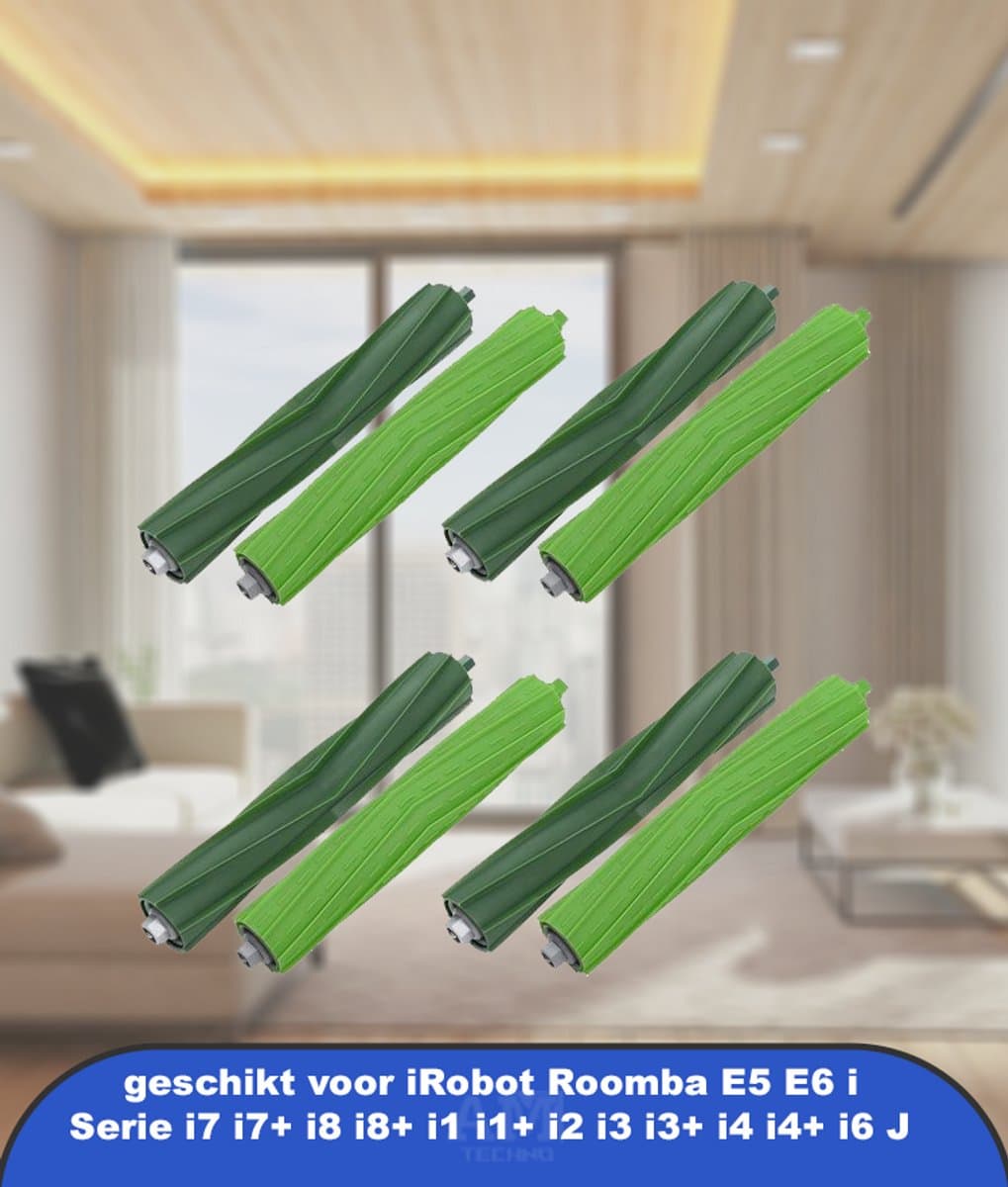 4-delige set vervangende rubberen borstels geschikt voor iRobot Roomba E5 E6 i Serie i7 i7+ i8 i8+ i1 i1+ i2 i3 i3+ i4 i4+ i6 J serie robotstofzuigers. — afbeelding 1