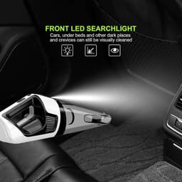 Handstofzuiger met LED-licht en 2 filters voor in de auto - oplaadbare draadloze elektrische stofzuiger - wit — thumbnail 2