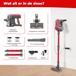 Draadloze Stofzuiger 45 kPa Zuigkracht – Steelstofzuiger & Handstofzuiger – 60 Min Accu – Lichtgewicht – Anti-Klit Borstel – Voor Dierenharen & Harde Vloeren — thumbnail 2