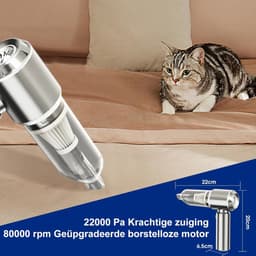 SNJY® Auto Stofzuiger - Kruimeldief - Handstofzuiger - Kruimelzuiger - 6 Opzetstukken - Zuigen en Blazen - 22000Pa - 120W - Grijs — thumbnail 3