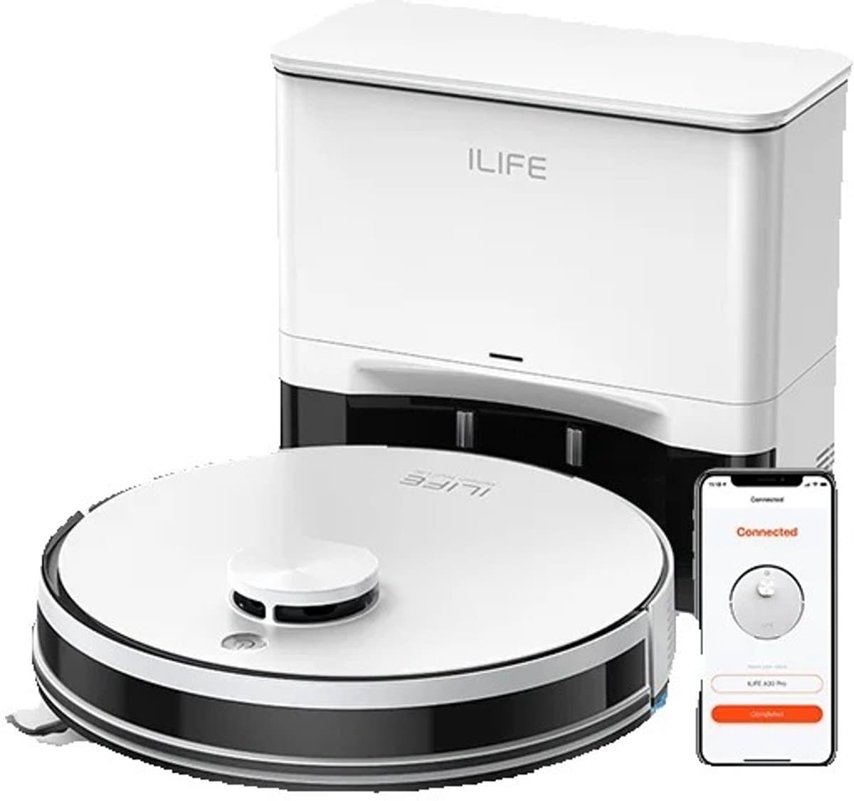 iLife A30 Pro Robotstofzuiger met Dweilfunctie – 5000Pa Kracht, Zelflegend Station, 60 Dagen Opslag, App Bediening & 180 Min Looptijd — afbeelding 1