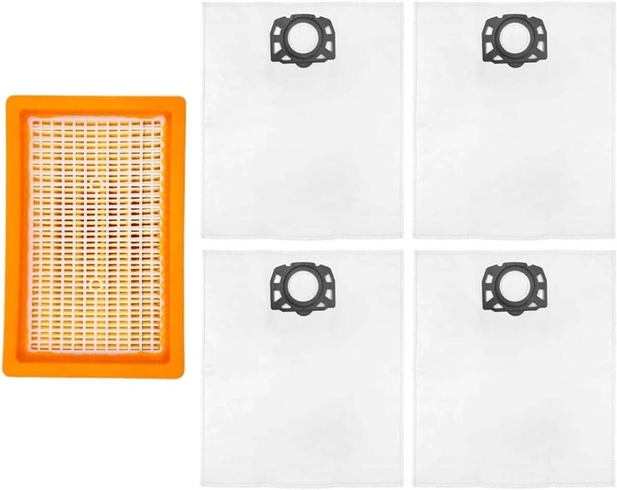 5 stuks - 4 Stofopvangzakken en 1 filters - compatibel met Kärcher MV4 MV5 MV6 WD4 WD5 WD6 WD5P WD6P — afbeelding 1