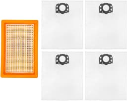 5 stuks - 4 Stofopvangzakken en 1 filters - compatibel met Kärcher MV4 MV5 MV6 WD4 WD5 WD6 WD5P WD6P — thumbnail 1