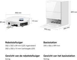Dreame Robotstofzuiger X60 Pro Ultra Complete Wit | 42.000 Pa | Uitschuifbare arm tot 18 cm | Zelfreinigende dweil | Automatisch legen & bijvullen | Hoeken & muurranden | Huisdieren | AI navigatie | Obstakelherkenning | Allergie | Anti-klit | — thumbnail 4