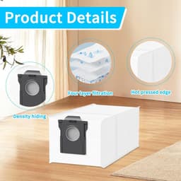 5 stuks stofzakken- compatibel met Dreame L10/L10s/L20/X20/X30/X40/X50/L40/L50 Ultra- Mova P10/E30/P50/V50 Ultra- 3,2 l grote capaciteit- 4-laagse filterstructuur- voor Dreame stofzuigerzakken — thumbnail 2