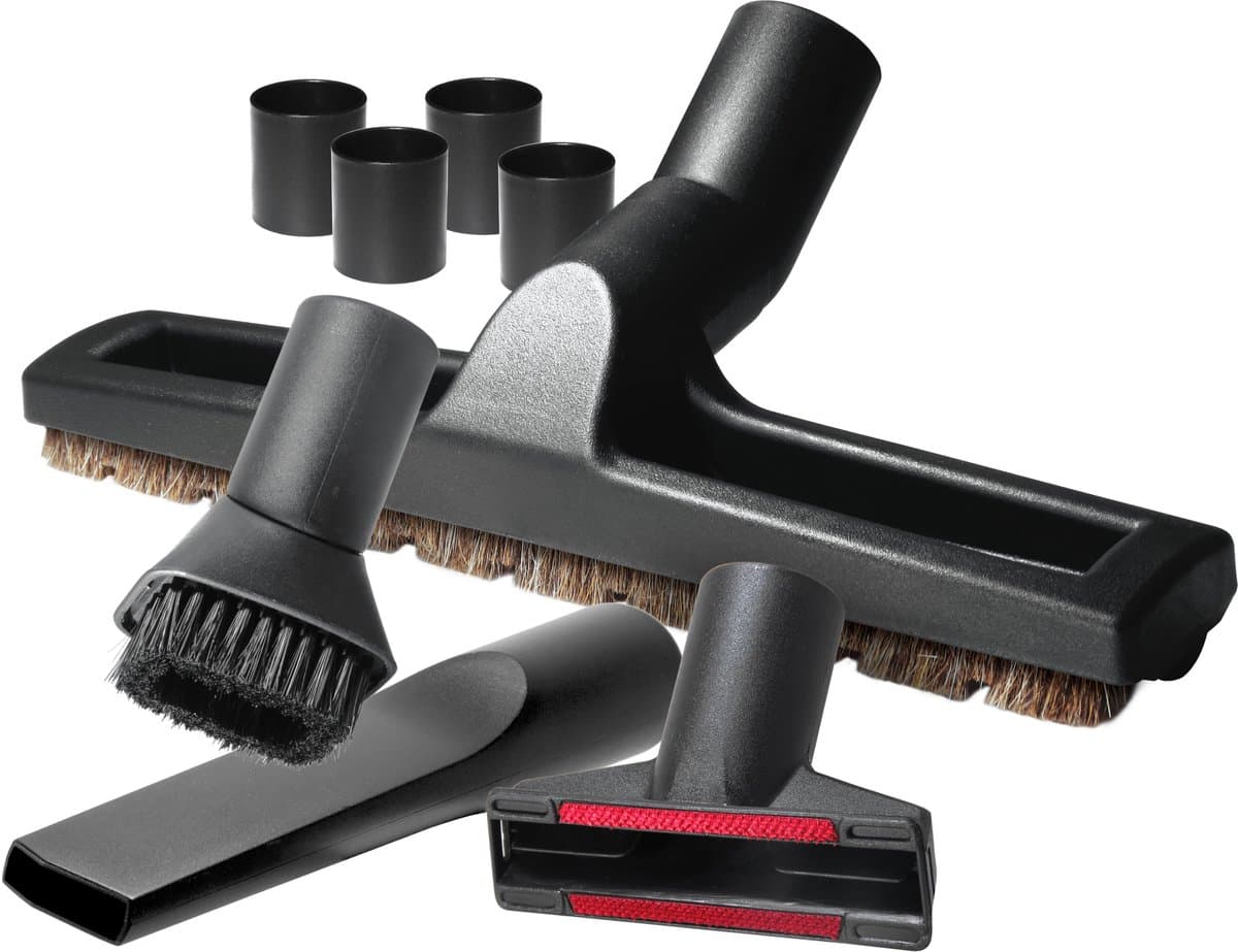 Dparts parketborstel met zachte haren én accessoires - 35mm + 32mm - Geschikt voor Miele Bosch Siemens Inventum Philips - Universeel Stofzuigervoet - Stofzuigermondstuk met paardenhaar — afbeelding 1