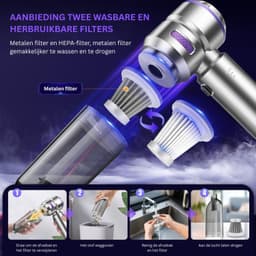 Kruimeldief Draadloos - Auto Stofzuiger - Handstofzuiger - Zilver - Purple — thumbnail 3