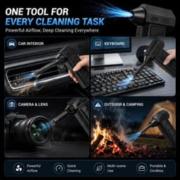 Electric Air Duster - Blauw - 150.000 omwentelingen per minuut - 2-in-1 Handstofblazer en Stofzuiger - Voor Computer en Auto — thumbnail 4