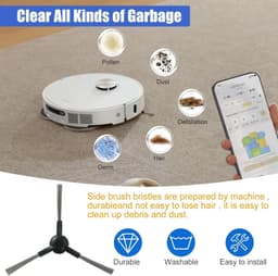6 Stuks zijborstels - geschikt voor Dreame L10s Pro Ultra - Accessoires voor Dreame L40, L20, D20, S20, S10, S30, W10S, Mova E30 Ultra - zwart — thumbnail 5