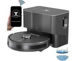 TONIHOMI® Q8 - Robotstofzuiger met dweilfunctie - Automatisch legen - Robotstofzuiger voor huisdieren - LDS Laser Navigatie - Met App - Zwart