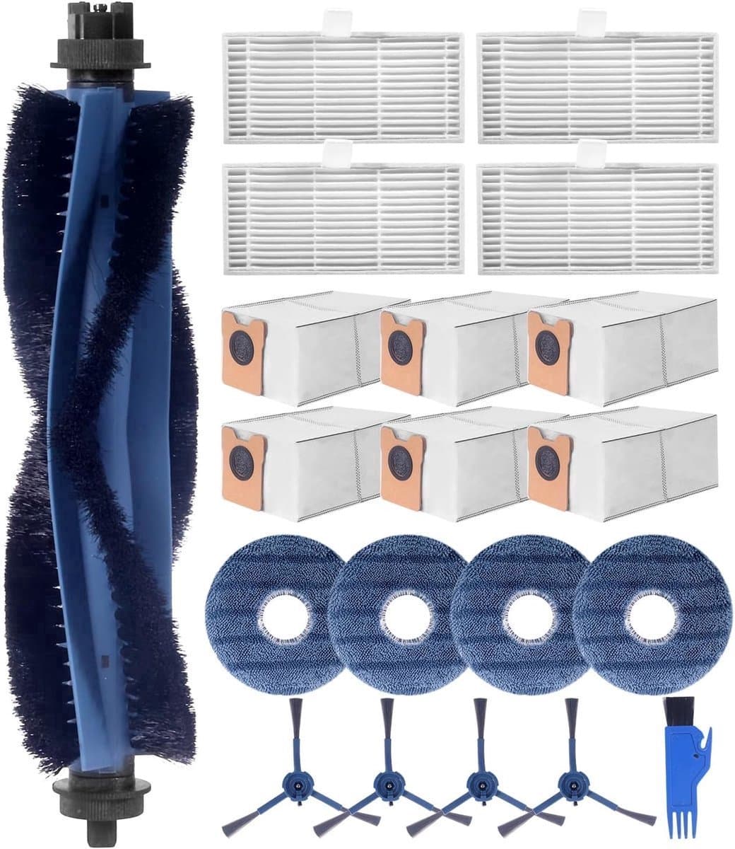 20-delige accessoireset geschikt voor Eufy Omni C20, reserveonderdelenset voor eufy Omni C20, 1 hoofdborstel, 4 filters, 4 zijborstels, 4 doeken, 6 stofzakken, 1 kleine reinigingsborstel — afbeelding 1