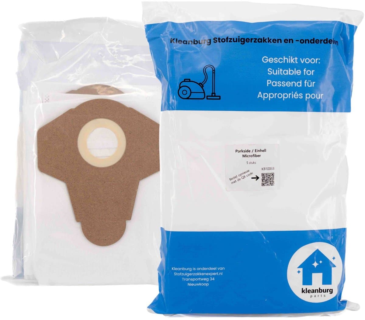 Kleanburg® - Stofzuigerzakken - Geschikt voor Parkside / Einhell - Microfiber - 5 stuks — afbeelding 1