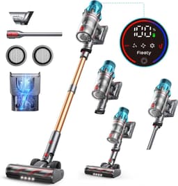 Luxe Steelstofzuiger – Draadloos – Stofzuiger zonder Zak op Accu – Tapijtreiniger – Vacuum Cleaner Wireless – 550W – Grijs/Rood — thumbnail 1