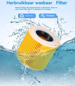 Filter Cartridge - Set Van 2 Stuks - Stofzuiger Filter Voor Kärcher - Voor WD3 Premium WD2 WD3 WD3P MV2 MV3 - Vervangfilter WD3 - 6.414-552.0/64145520 — thumbnail 3