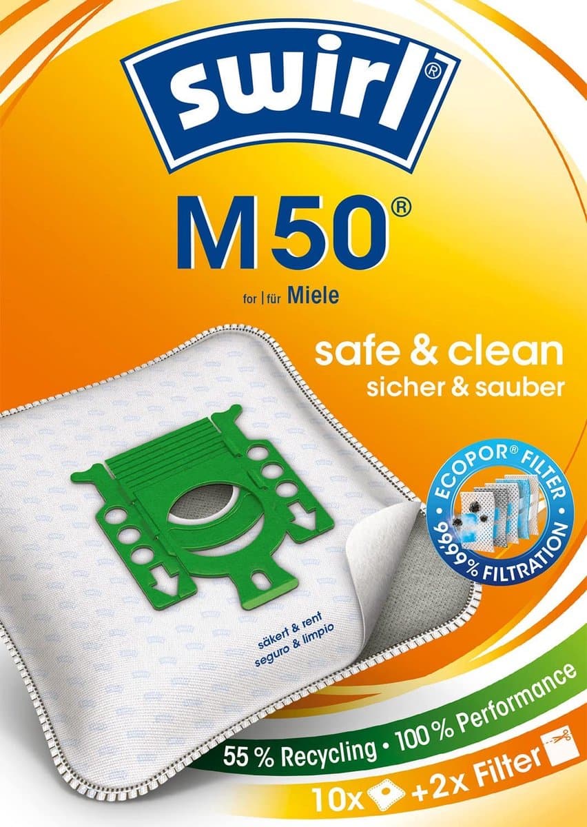 Swirl M50 stofzuigerzakken - 4 stuks + 1 filter - Geschikt voor Miele FJM - Complete C1 - Compact C1 - Compact C2 - S4 - S6 — afbeelding 1