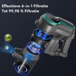 6 in 1 Steelstofzuiger zonder Zak – Op Accu – Draadloos – Vacuum Cleaner – Tapijtreiniger – 25000 PA – 200W – Multifunctioneel – Groen — thumbnail 5