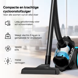 Turbotronic CV13 Stofzuiger zonder zak - Hoge Zuigkracht - Zakloze Stofzuiger - Zwart/Blauw - Geschikt voor alle vloertypes — thumbnail 3