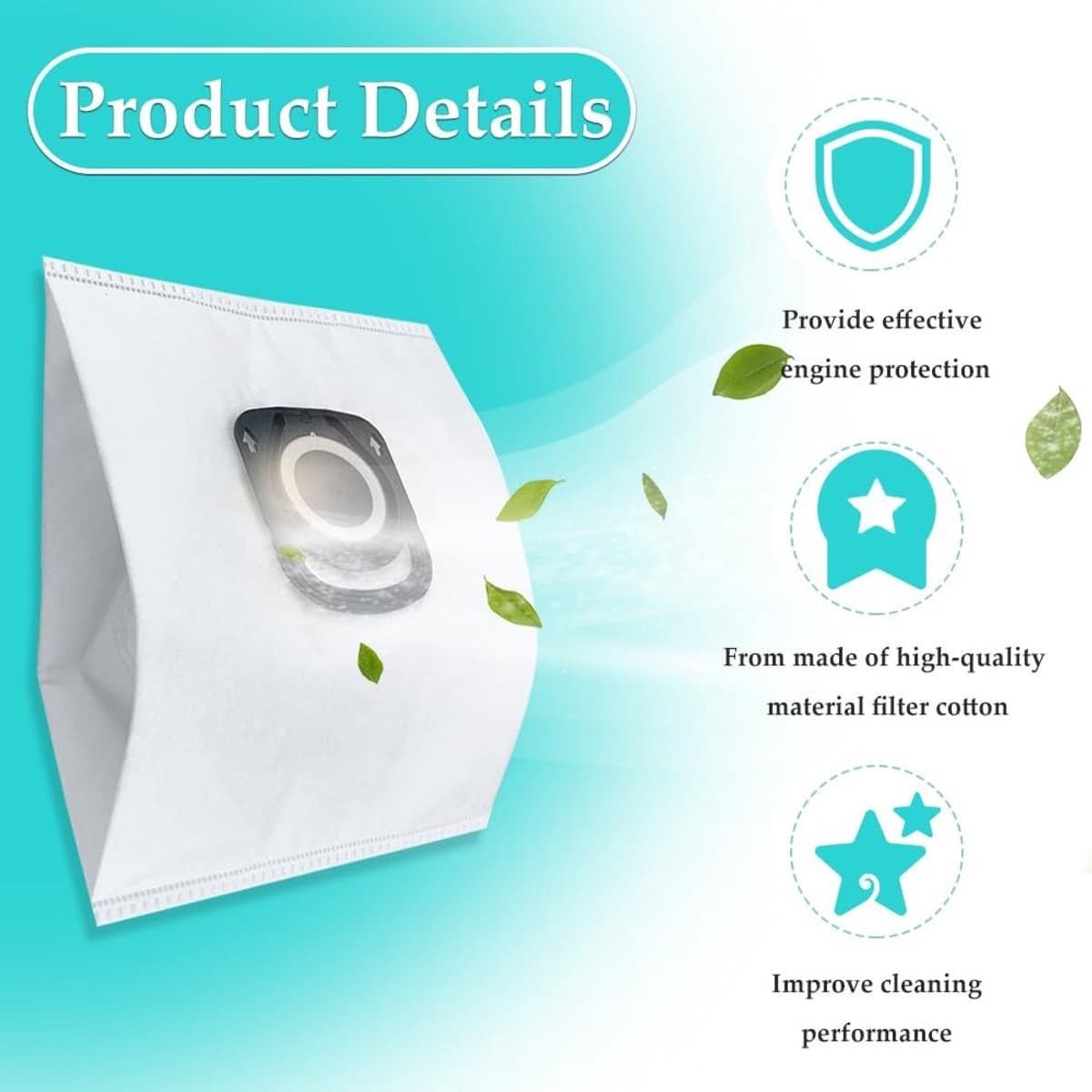 Dailygoods - CHEVVY 8 stuks Stofzuigerzakken 285 x 210 mm Compatibel met Rowenta ZR200540/520 Vacuum Cleaner Bags voor Compact Power X-Trem Power en Silence Force (RO64xx, RO63xx, RO68xx, RO39xx) — afbeelding 1