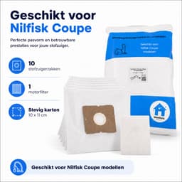 Kleanburg stofzuigerzakken geschikt voor Nilfisk Coupe en Nilfisk One | 10 stuks + motorfilter | Microfiber stofzakken — thumbnail 2