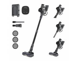 Vapore Steelstofzuiger Draadloos - Incl. Extra Accu & Filter - 47 Minuten Accuduur - 350W - Snoerloze Stofzuiger - Stofzuiger Zonder Zak - Op Accu - Vacuum Cleaner - Kruimeldief - Draadloze Steelstofzuiger - Zwart
