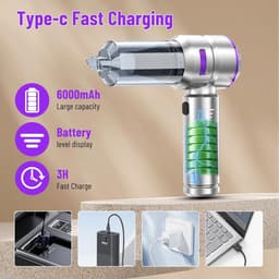 Handstofzuiger - Draagbare Bladblazer - Auto en Huis - 4-in-1 Multifunctioneel - 22000 Pa - Zilverpaars — thumbnail 4