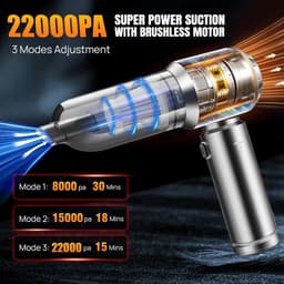 Mini Auto Stofzuiger - Zilver-Goud - Handheld Snoerloos met 6000mAh Batterij - 4-in-1 Multifunctioneel voor Auto en Kantoor — thumbnail 2