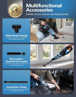 Handstofzuiger Accu met Laadstation - Zwart - Draadloze Handstofzuiger met LED-verlichting - Voor Auto en Huishouden — thumbnail 4
