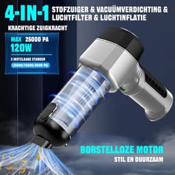Draadloze Handstofzuiger - Mini Stofzuiger - Auto Interieur Reinigen - Zilver met zwart — thumbnail 5