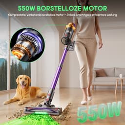 Hiaonyx steelstofzuiger - 9-in-1 steelstofzuiger draadloos - 75000pa - Met dierenborstel - LED Groene Stofdetectielamp - Geschikt voor Tapijten - Harde Vloeren en Dierenharen - 1.8-liter stofopvangbox - Paars — thumbnail 1
