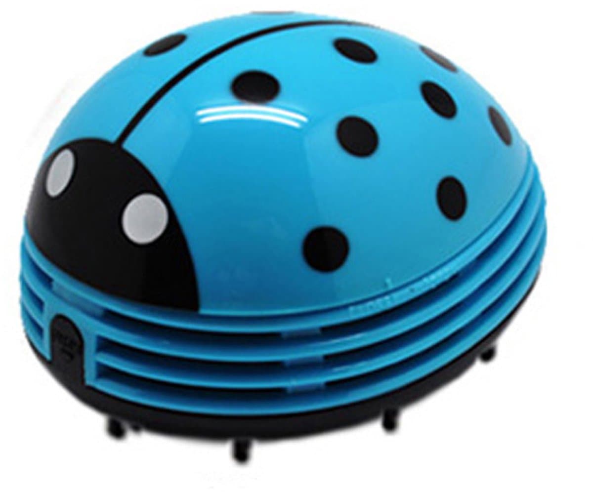 Lieve lieveheersbeestje cartoon mini stofzuiger, draadloze bureaustofzuiger voor hoeken, schattige tafelstofzuiger voor thuis en kantoor,Blauw — afbeelding 1