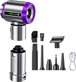 Persluchtstofdoek - Draadloze Cleaner - Auto Interieur Reinigen - Borstelloze Motor - 100W Vermogen - Zilverkleurig — thumbnail 1