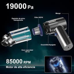 Draadloze Kruimelzuiger - Mini Stofzuiger - Auto Interieur Reinigen - 15000 Pa Zuigkracht - 130 ml - Zwart — thumbnail 5