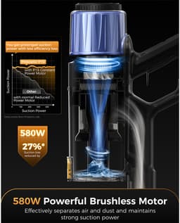 Draadloze Steelstofzuiger - 50 kPa Zuigkracht - 580 W Motor - 60 min Gebruikstijd - 650 ml Stofreservoir - Goud — thumbnail 4