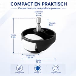 BukkitBow - Voorwiel Geschikt voor iRobot Roomba - Vervangingswiel voor 500–900, i7, E5 & E6 Series - Antislip & Duurzaam - Zonder Gereedschap te Monteren (83401 accessoire) — thumbnail 4
