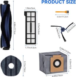 10-delige accessoireset Geschikt voor Eufy X10 Pro Omni Vacuüm Cleaner Robot - Reserveonderdelen - 1 Hoofdborstel - 2 Zijborstels - 2 Cartridges - 2 Doeken - 2 Stofzakken - 1 Kleine Borstel — thumbnail 3