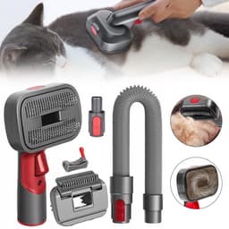 2-in-1 huisdierborstelset voor Dyson V7/V8/V10/V11/V15 – Huisdierborstelset – Voor katten en honden – Huisdierverzorging – Zelfreinigend en zacht – Grijs-rood — thumbnail 1