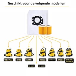 15x Stofzuigerzakken & 2 filter geschikt voor Karcher WD2 Plus, WD3 (Battery), KWD1, KWD2, KWD3, WD3.200 - WD3.800 M - stofzuigzak stofzakken — thumbnail 2