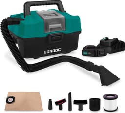VONROC Compacte alleszuiger / stofzuiger - 20V - Incl. Diverse accessoires, 2x 2.0Ah accu en snellader — thumbnail 1