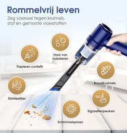 Kruimeldief - Mini kruimeldief - Kruimeldieven - Kruimelzuiger - Handstofzuiger - Incl. oplaadstation - Nat en droog vuil - Incl. 5 opzetstukken - Air duster - Autostofzuiger - Draadloze stofzuiger - 8000PA - Hepa filter – Blauw — thumbnail 2