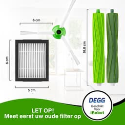 DEGG® - Onderhoudspakket XXL - Geschikt voor iRobot Roomba - 6x Stofzuigerzakken - 5x Hepa filter - 5x Zijborstel - 2x Roller - Geschikt voor iRobot Roomba Onderdelen - i7 i7+ i3 i3+ i4 i4+ i5 i5+ i6 i6+ i8 i8+ E5 E6 E7 — thumbnail 5