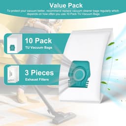 14 stucks - 10 stofzakken, 3 sets filterkatoen en een borstel -compatibel met Miele Pure TU-stofzuigerzakken voor Guard S1/L1 Junior/Silence/Allergy/Parquet XL/AllFloor/Cat Dog/Flex/Comfort — thumbnail 5