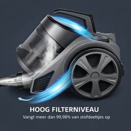 Zakloze Cilinderstofzuiger-Compact—Lichtgewicht-2,4L-Hoge Zuigkracht-Cycloontechnologie-Werkradius van 10 meter. — thumbnail 4
