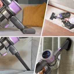 Auronic Steelstofzuiger Draadloos 350W - Draadloze Stofzuiger - HEPA Filter - Zelfstaand - Extra Accu - Op Accu - Zonder Zak - Kruimeldief - Vacuum Cleaner - Grijs/Paars — thumbnail 4